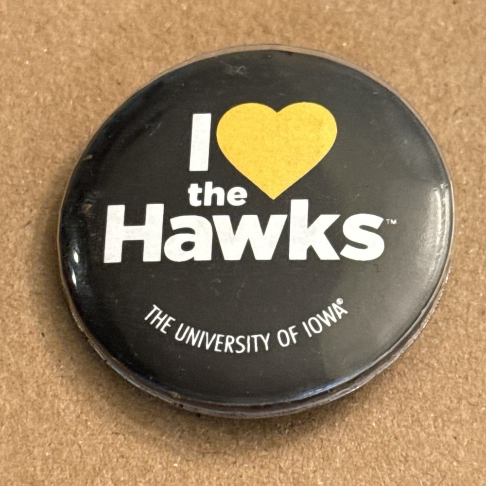 I Love The University Of Iowa Hawkeyes College Pinback Button Pin Round Circle